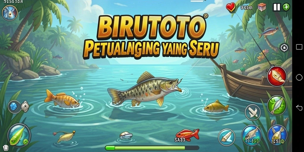 Screenshot gameplay menampilkan pengalaman memancing yang seru di BIRUTOTO.