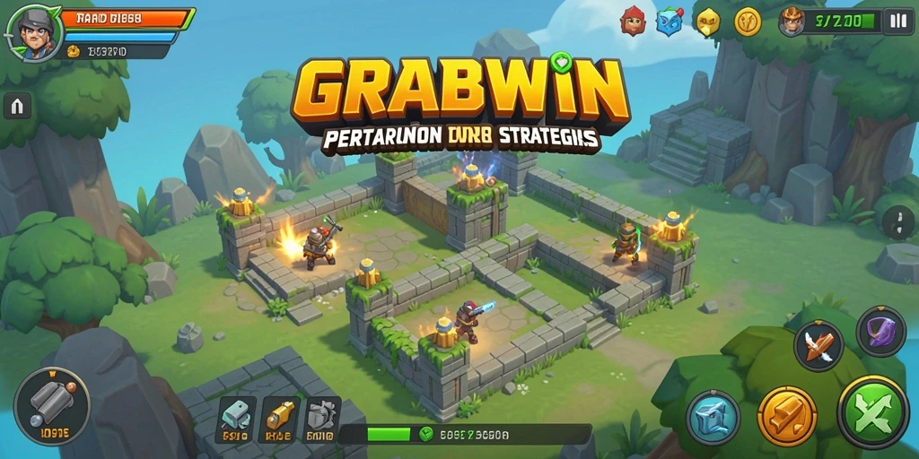 Tampilan gameplay mendebarkan dari game Tower Defense GRABWIN