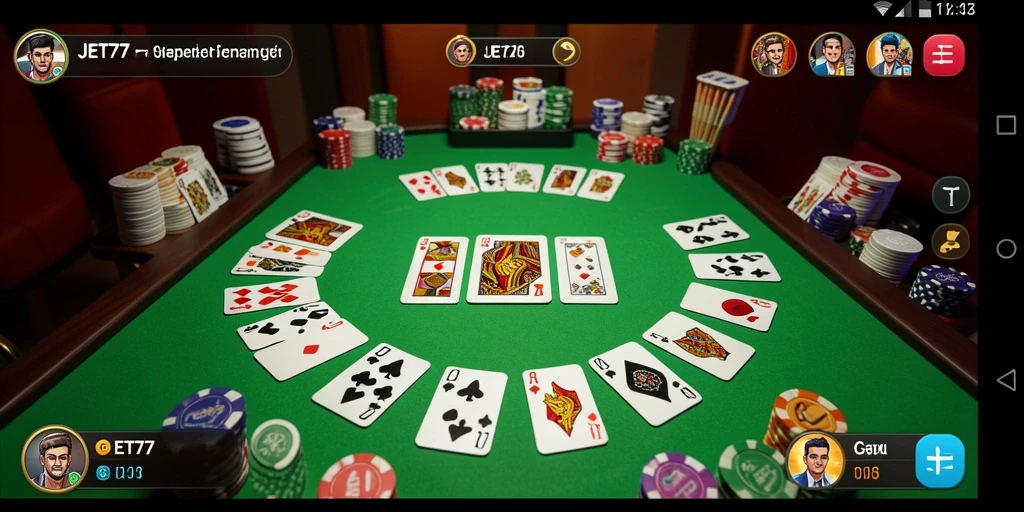 Tampilan gameplay seru dari JET77 dalam permainan Gaple.