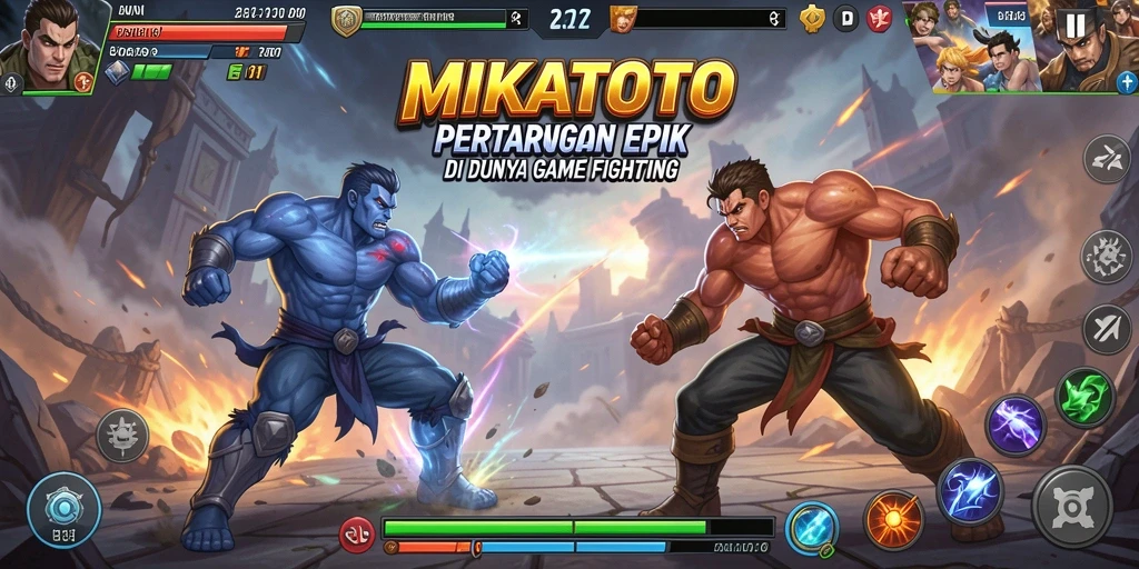Tangkapan layar gameplay MIKATOTO menampilkan pertarungan yang intens dan karakter yang dinamis.