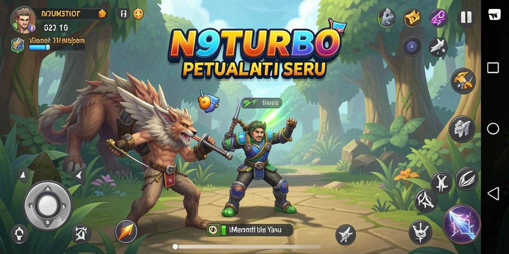 Tampilan gameplay menampilkan momen mendebarkan di N9TURBO.