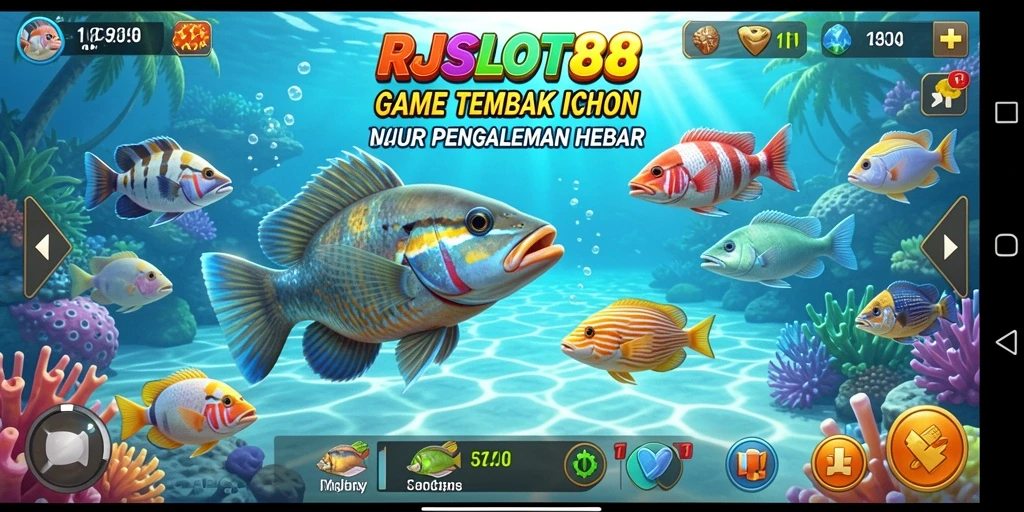 Screenshot RJSLOT88 menampilkan gameplay seru menangkap ikan.