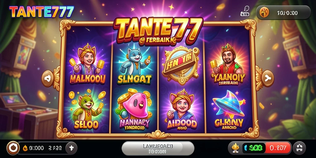 Tampilan gameplay yang memukau dari TANTE777 dengan berbagai tema slot.